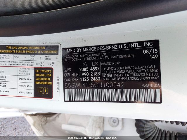 55SWF4JB5GU100542 Mercedes-Benz C 300 Luxury/sport