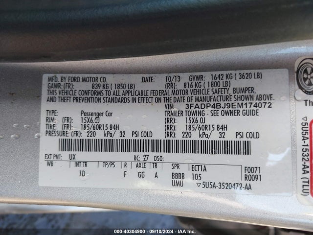 Ford FIESTA SE 2014 3FADP4BJ9EM174072 Image 9