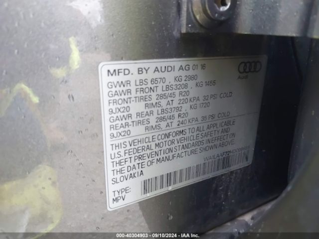 WA1LAAF72HD006689 Audi Q7 3.0t Premium