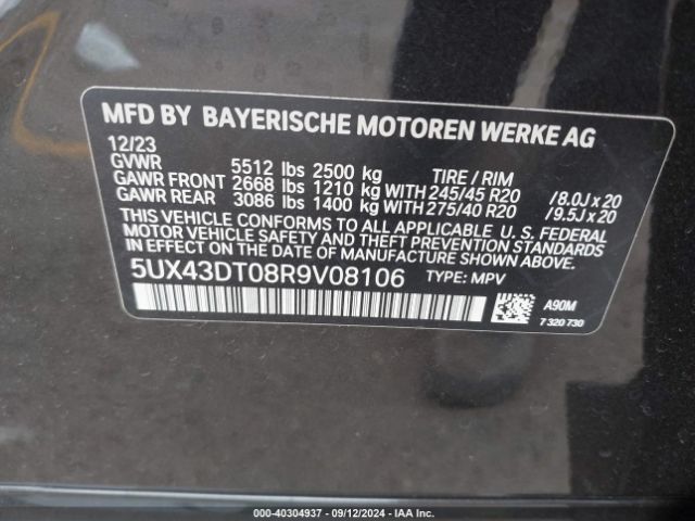 5UX43DT08R9V08106 BMW X4 M40i