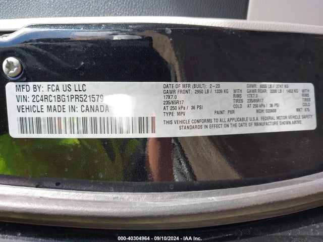 2C4RC1BG1PR521579 Chrysler Pacifica Touring L