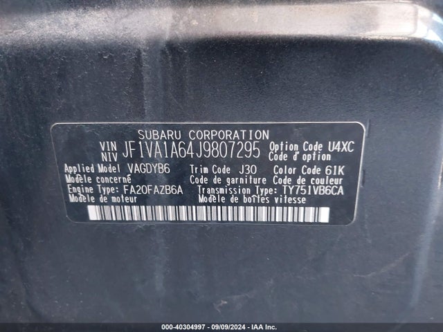 JF1VA1A64J9807295 Subaru WRX