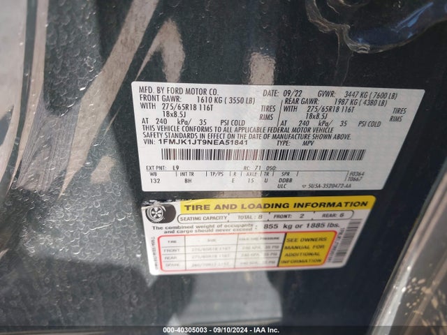 Ford Expedition Xlt Max 2022 1FMJK1JT9NEA51841 Image 9