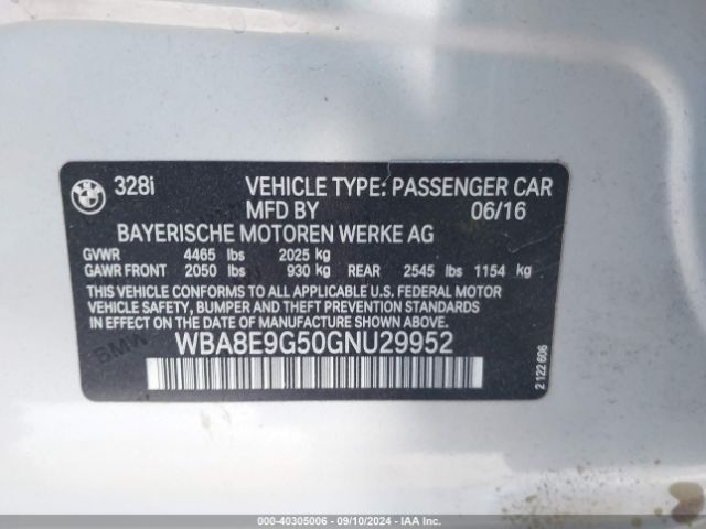 WBA8E9G50GNU29952 BMW 328I