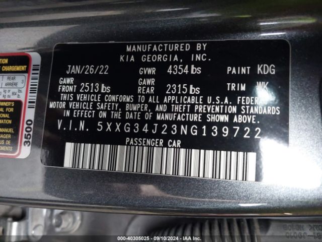 5XXG34J23NG139722 KIA K5 EX