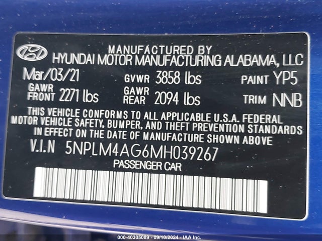 Hyundai ELANTRA SEL 2021 5NPLM4AG6MH039267 Image 9