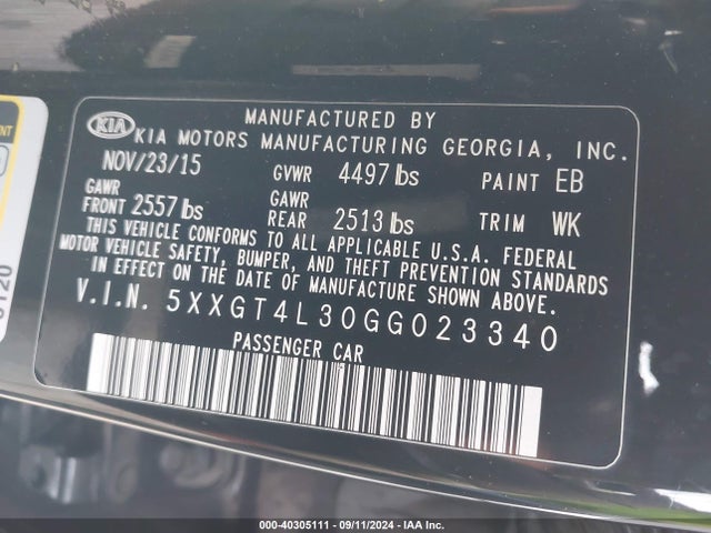 KIA Optima Lx 2016 5XXGT4L30GG023340 Image 9
