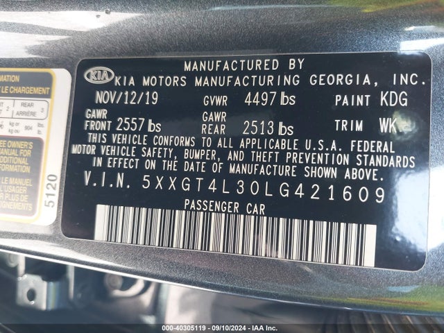 KIA Optima Lx 2020 5XXGT4L30LG421609 Image 9
