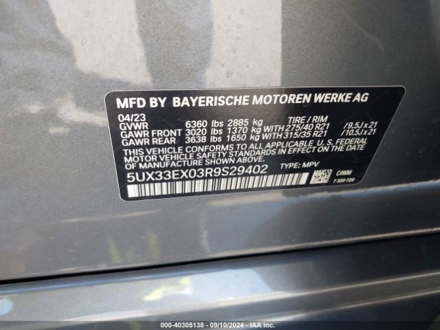 5UX33EX03R9S29402 BMW X6 Xdrive40i