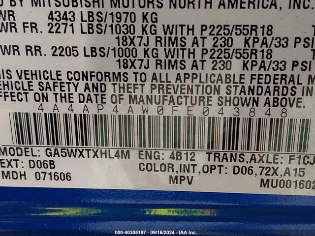 2015 MITSUBISHI OUTLANDER SPORT 4A4AP4AW0FE043848 Photo 8