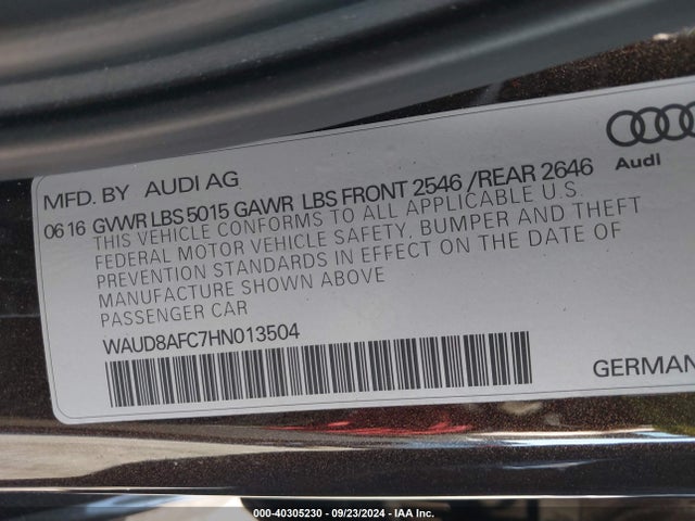 WAUD8AFC7HN013504 Audi A6 2.0t Premium