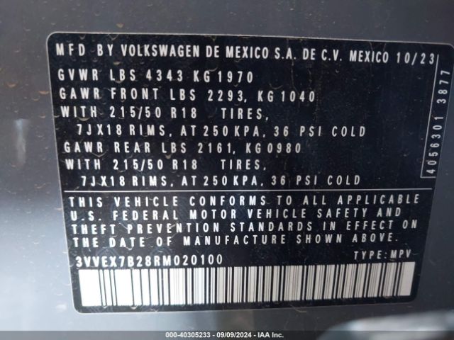 3VVEX7B28RM020100 Volkswagen Taos 1.5t Se