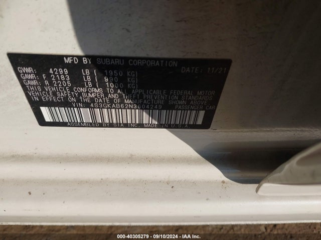 Subaru Impreza Base 2022 4S3GKAB62N3604249 Image 9
