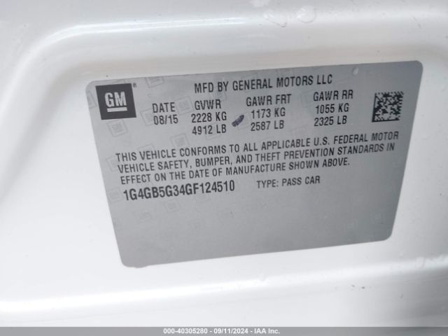 1G4GB5G34GF124510 Buick Lacrosse Leather
