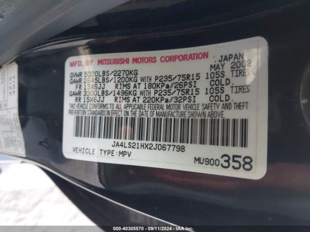2002 MITSUBISHI MONTERO SPORT JA4LS21HX2J067798 Photo 8