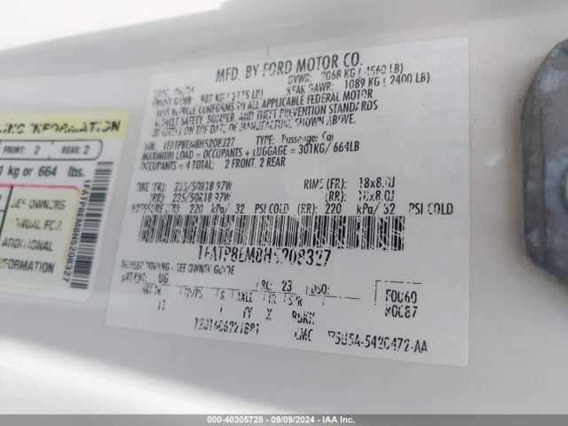 Ford Mustang V6 2017 1FATP8EM8H5208327 Image 9