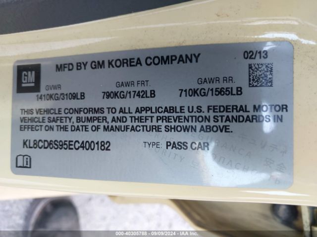 KL8CD6S95EC400182 Chevrolet Spark 1lt Auto
