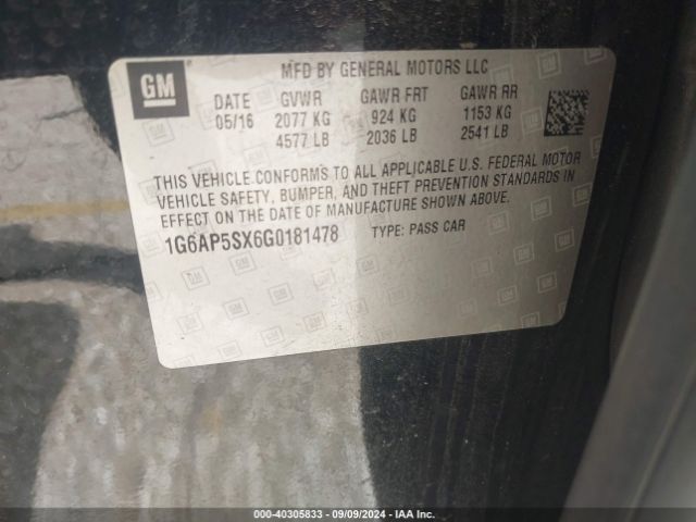 1G6AP5SX6G0181478 Cadillac Cts Standard