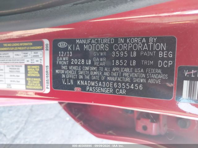 KNADM5A30E6355456 KIA RIO LX