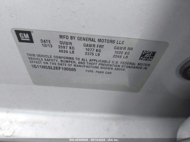 1G11H5SL2EF196585 Chevrolet Malibu 1lz