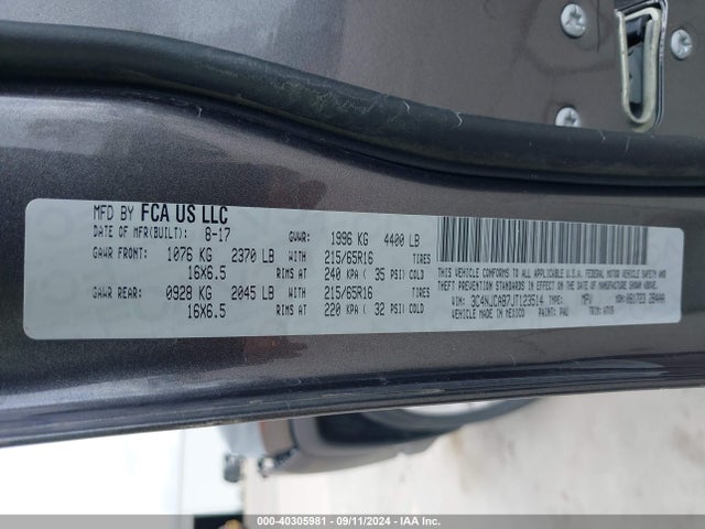 3C4NJCAB7JT123514 Jeep Compass Sport Fwd