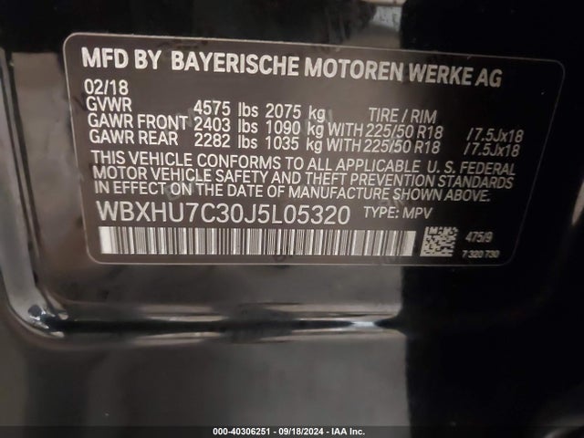 WBXHU7C30J5L05320 BMW X1 Sdrive28i