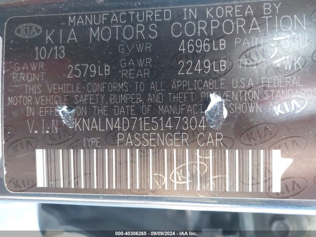 KIA Cadenza Limited 2014 KNALN4D71E5147304 Image 9