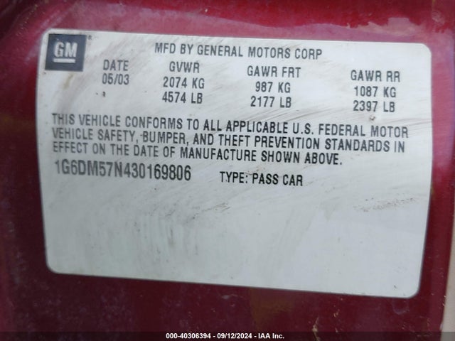 2003 CADILLAC CTS 1G6DM57N430169806 Photo 8
