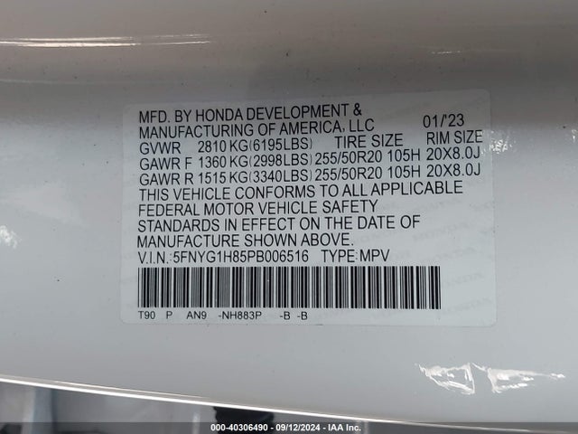 Honda Pilot Awd Elite 2023 5FNYG1H85PB006516 Image 9