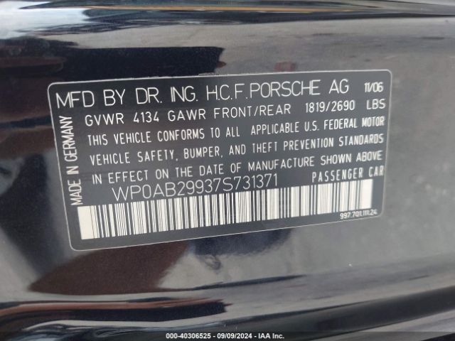 2007 PORSCHE 911 WP0AB29937S731371 Photo 8