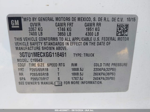 GMC Sierra 1500 Sle 2016 3GTU1MECXGG118491 Image 9