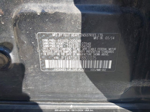 JF1VA1D63F8801075 Subaru Wrx Premium