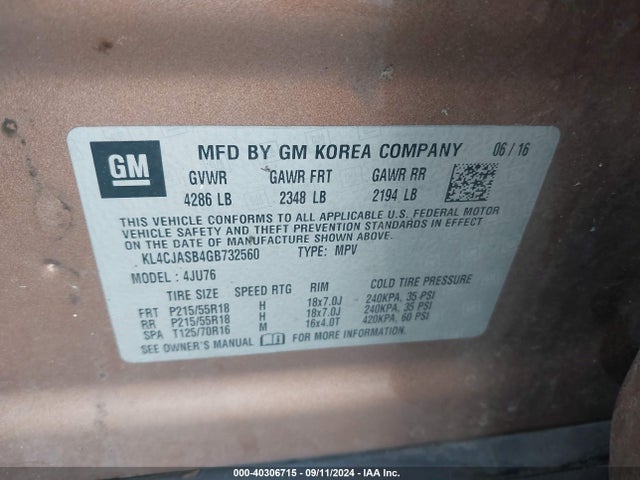 KL4CJASB4GB732560 Buick Encore