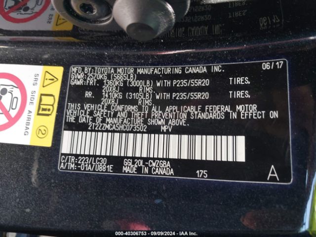 2T2ZZMCA5HC073502 Lexus Rx 350 F Sport