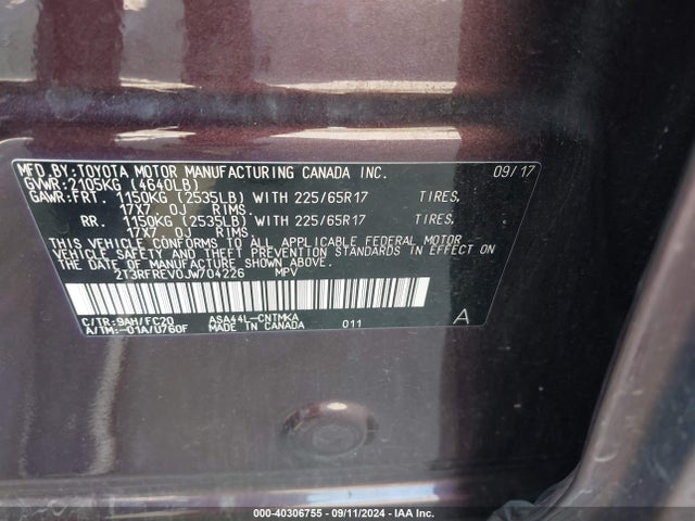 Toyota Rav4 Xle 2018 2T3RFREV0JW704226 Image 9
