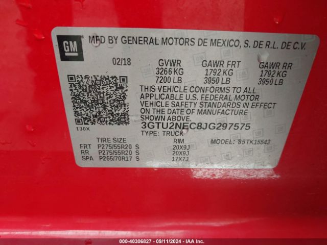 3GTU2NEC8JG297575 GMC Sierra 1500 Slt