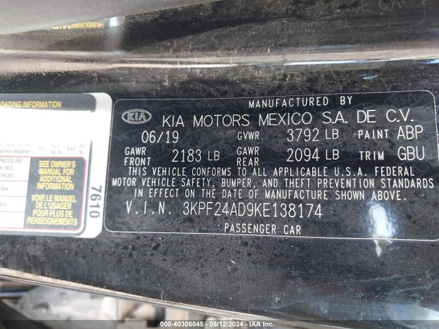 KIA Forte Lxs 2019 3KPF24AD9KE138174 Image 9