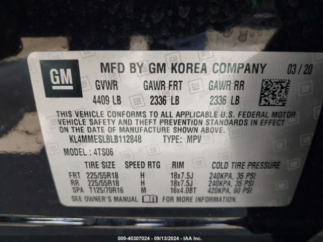 KL4MMESL8LB112848 Buick Encore Gx Awd Select