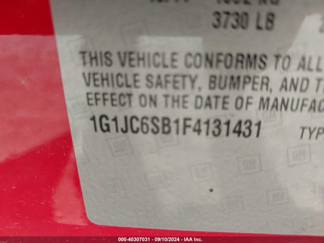 Chevrolet Sonic Lt Auto 2015 1G1JC6SB1F4131431 Image 9