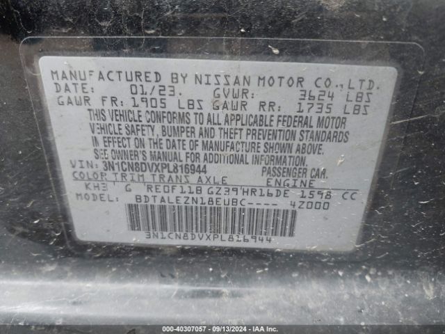 3N1CN8DVXPL816944 Nissan Versa 1.6 S Xtronic Cvt