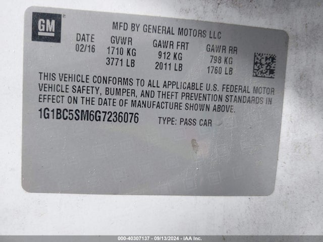 Chevrolet Cruze Ls Auto 2016 1G1BC5SM6G7236076 Image 9