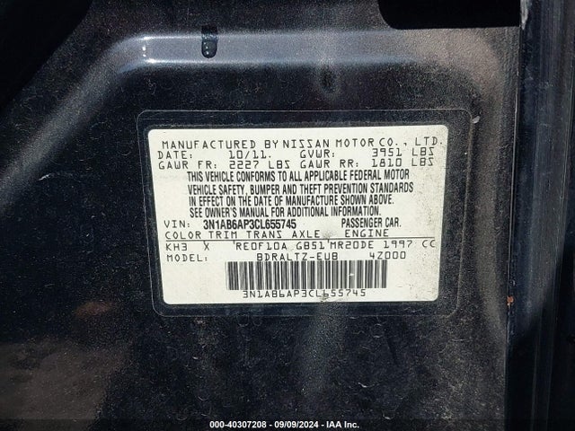Aukcja sprzedaży 2012 Nissan Sentra 2.0 S, vin: 3N1AB6AP3CL655745, numer aukcji: 40307208