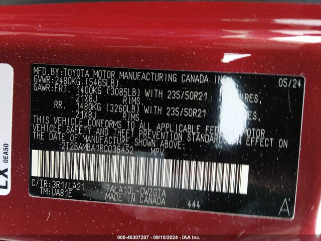 2T2BAMBA1RC038452 Lexus Rx 350 Luxury