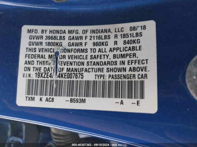 19XZE4F54KE007675 Honda INSIGHT EX