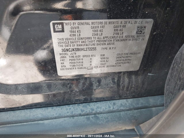 Chevrolet TRAX LS 2017 3GNCJKSB6HL272255 Image 9