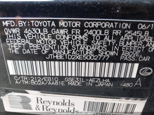 JTHBE1D2XE5002777 Lexus IS 350