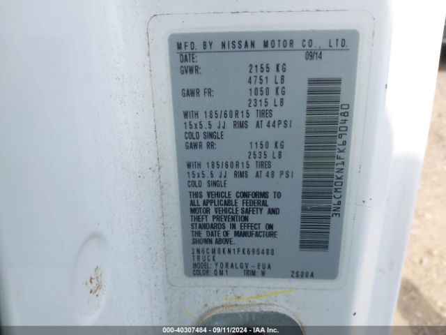 3N6CM0KN1FK690480 Nissan NV200 SV