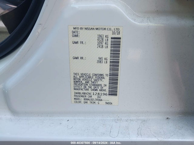 Nissan Altima 2.5 S 2019 1N4BL4BV2KC128196 Image 9