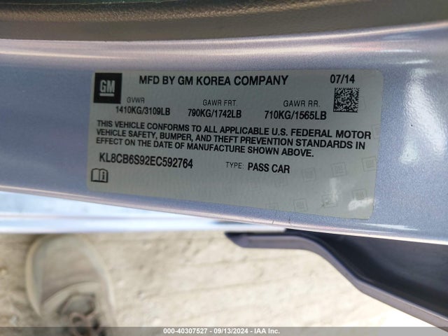 Chevrolet Spark Ls Auto 2014 KL8CB6S92EC592764 Image 9
