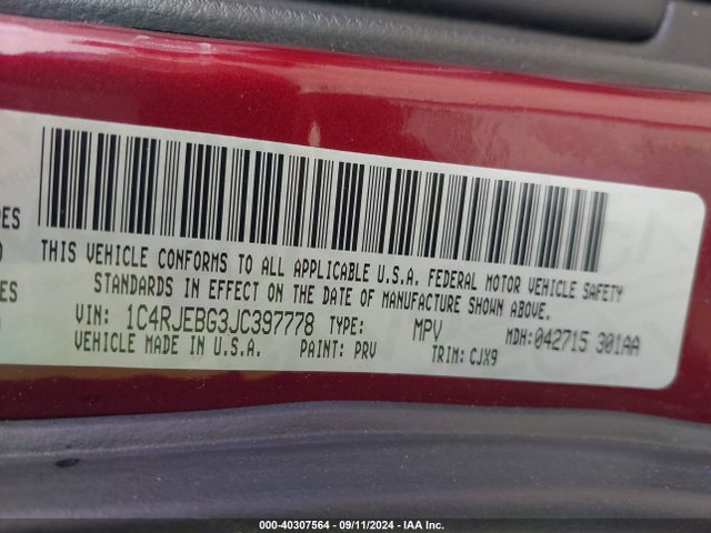 1C4RJEBG3JC397778 Jeep Grand Cherokee Limited 4x2